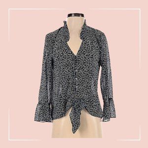 Waverly Grey Sheer 3/4 Sleeve Blouse | Floral, Lightweight, Business Casual